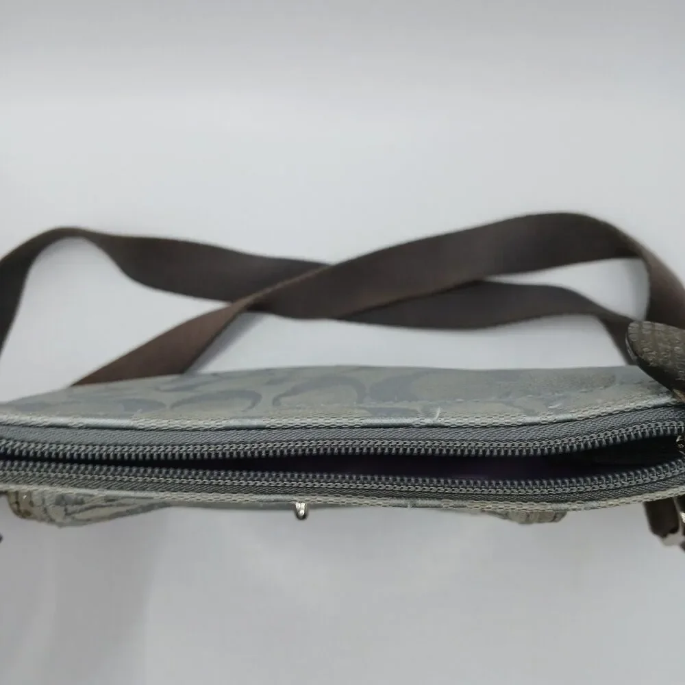 Coach Penelope Signature Turn-Lock Crossbody Bag in Silver With Lavender Lining
